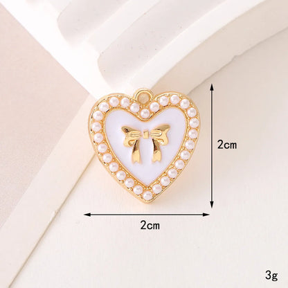 1 Piece 17*17mm 20*19mm 24*24mm Zinc Alloy Pearl Heart Shape Flower Bow Knot Pendant