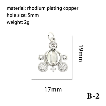 1 Piece 17*19mm 19*14mm Copper Zircon 18K Gold Plated Pumpkin Heart Shape Polished Pendant Chain