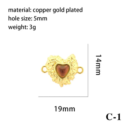 1 Piece 17*19mm 19*14mm Copper Zircon 18K Gold Plated Pumpkin Heart Shape Polished Pendant Chain