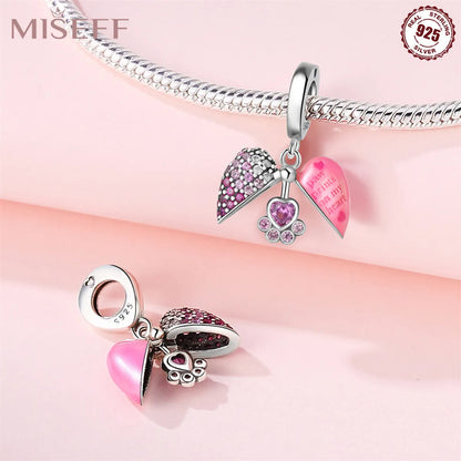 1 Piece 17*24mm 8.3*24mm 8.4*22mm Sterling Silver Zircon Dog Heart Shape Polished Pendant