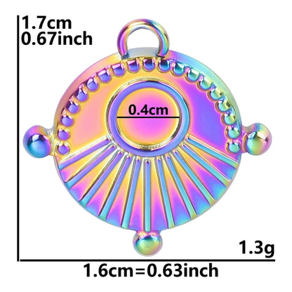 1 Piece 17x16mm Hole 2~2.9mm 304 Stainless Steel 18K Gold Plated Round Pendant