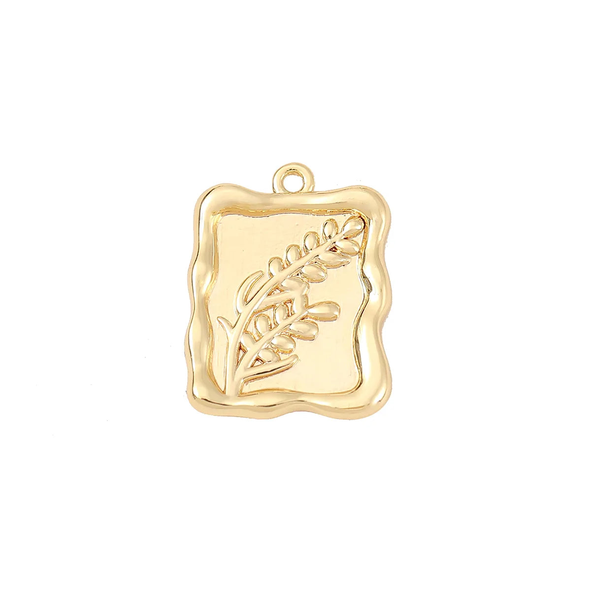 1 Piece 18 * 13mm Copper 18K Gold Plated White Gold Plated Flower Rectangle Grain Polished Pendant