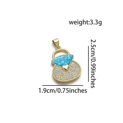 1 Piece 18 * 24mm 19 * 25mm Copper Zircon 18K Gold Plated Bag Polished Pendant