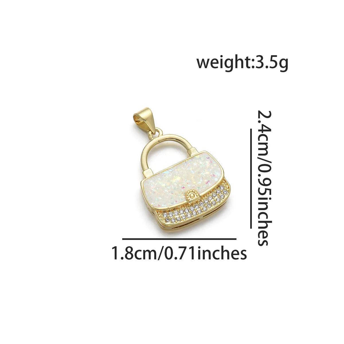 1 Piece 18 * 24mm 19 * 25mm Copper Zircon 18K Gold Plated Bag Polished Pendant