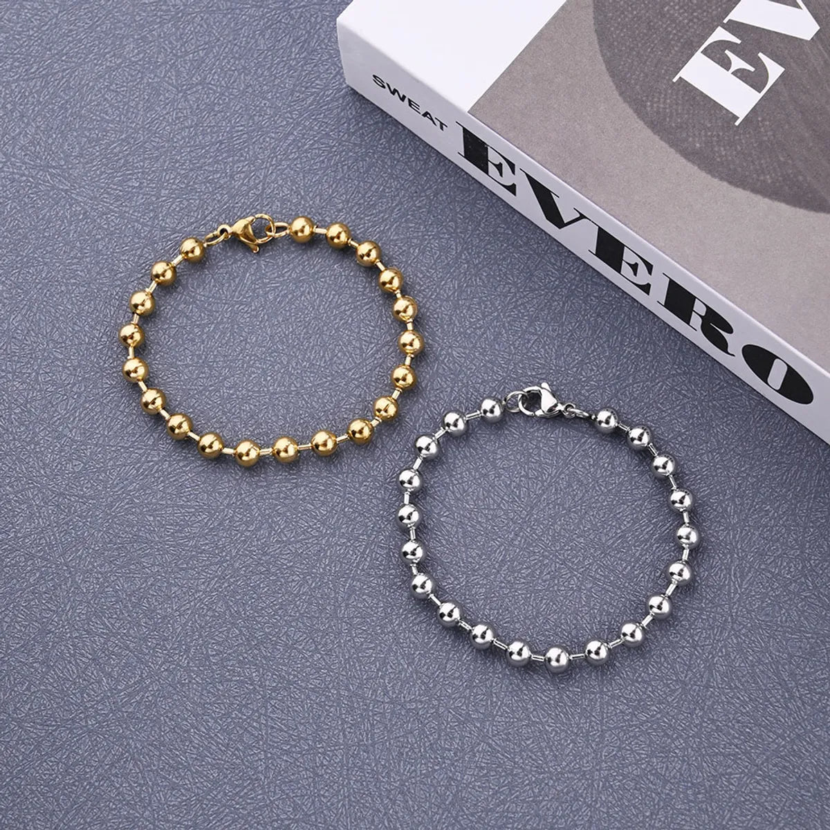 1 Piece 180mm 304 Stainless Steel Gold Plated Ball Chain Bracelets