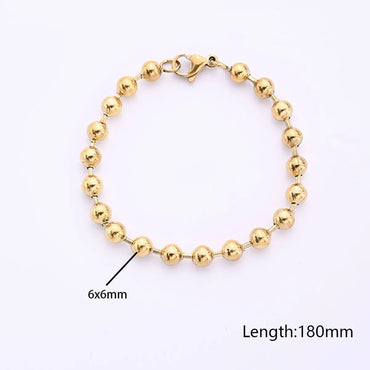 1 Piece 180mm 304 Stainless Steel Gold Plated Ball Chain Bracelets