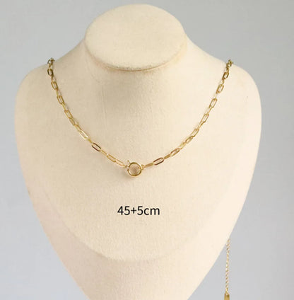 1 Piece 18mm 45+5cm Copper Gold Plated Number Pendant Chain