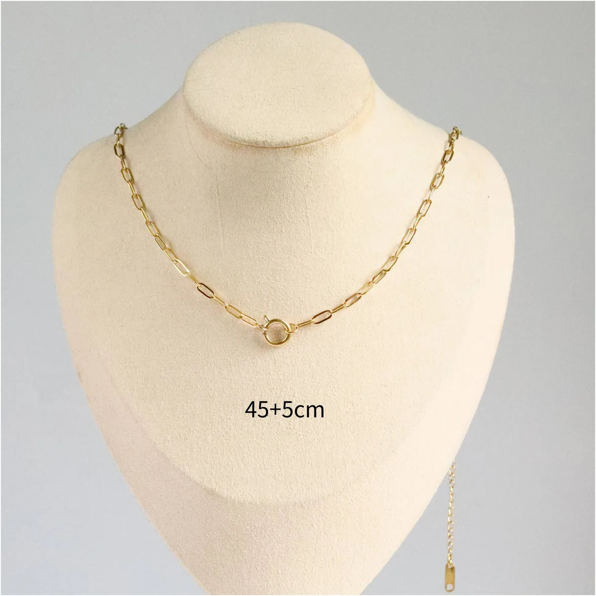 1 Piece 18mm 45+5cm Copper Gold Plated Number Pendant Chain