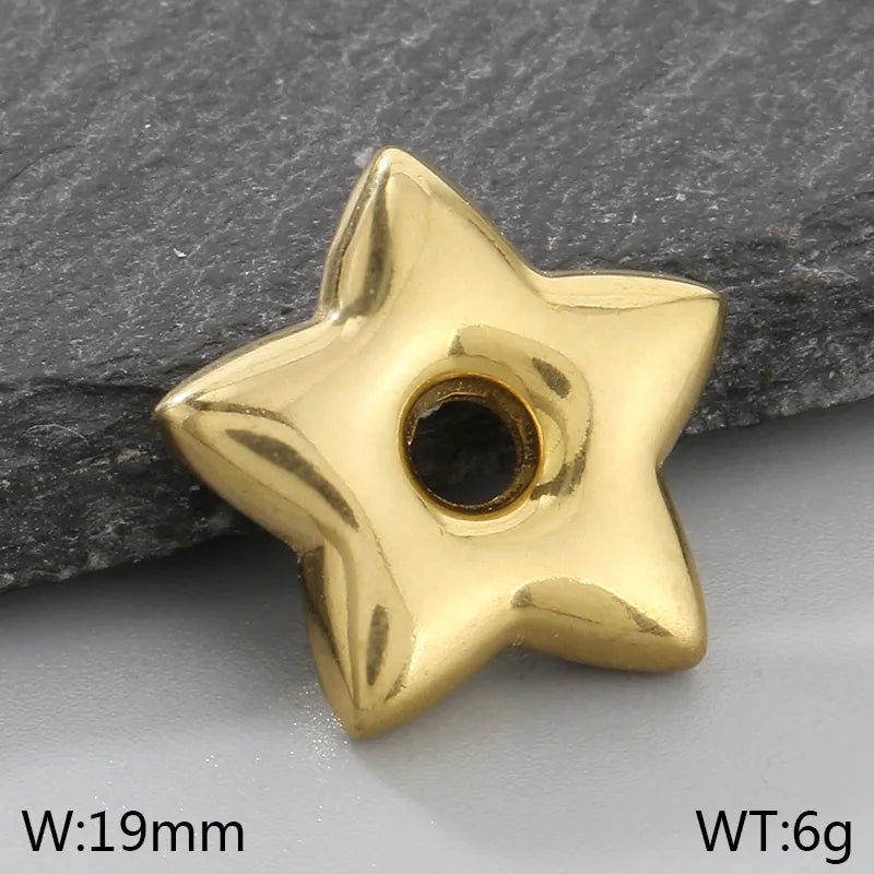 1 Piece 19mm 304 Stainless Steel 18K Gold Plated Star Heart Shape Pendant Beads