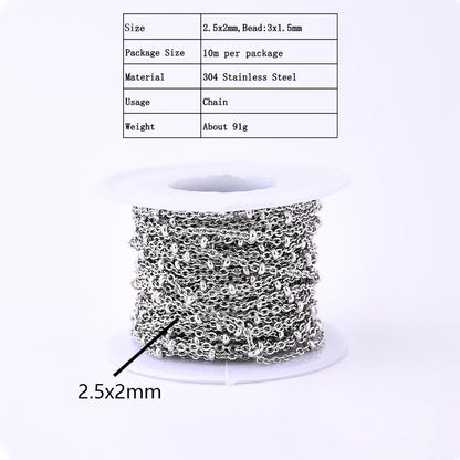 1 Roll 1.5*1.2mm 2.5*2mm 2*1.5mm 304 Stainless Steel 18K Gold Plated Solid Color Polished Chain