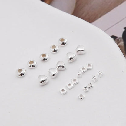 1 Piece 1.5mm 2MM Diameter 3mm Sterling Silver Round Square Heart Shape Beads