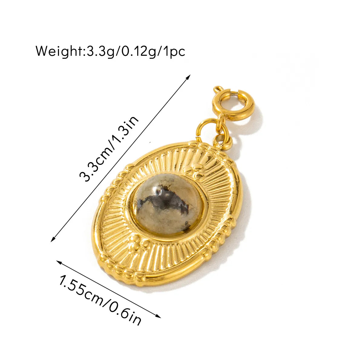 1 Piece 1.9*3cm 2.8*1.65cm 3.3*1.55cm Titanium Steel Turquoise Tiger Eye Geometric Round Water Droplets Pendant Chain