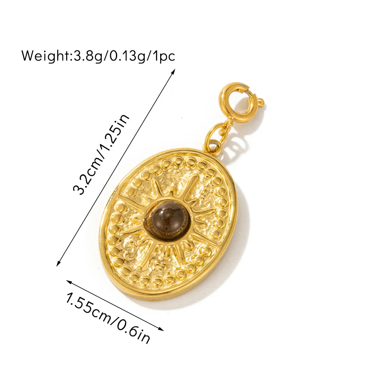 1 Piece 1.9*3cm 2.8*1.65cm 3.3*1.55cm Titanium Steel Turquoise Tiger Eye Geometric Round Water Droplets Pendant Chain