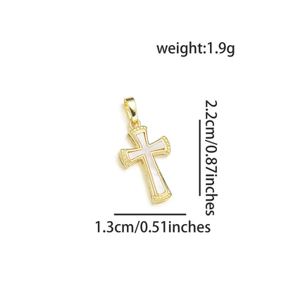 1 Piece 1.2*1.9CM Copper Shell 18K Gold Plated Human Cross Pendant