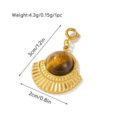 1 Piece 1.9*3cm 2.8*1.65cm 3.3*1.55cm Titanium Steel Turquoise Tiger Eye Geometric Round Water Droplets Pendant Chain