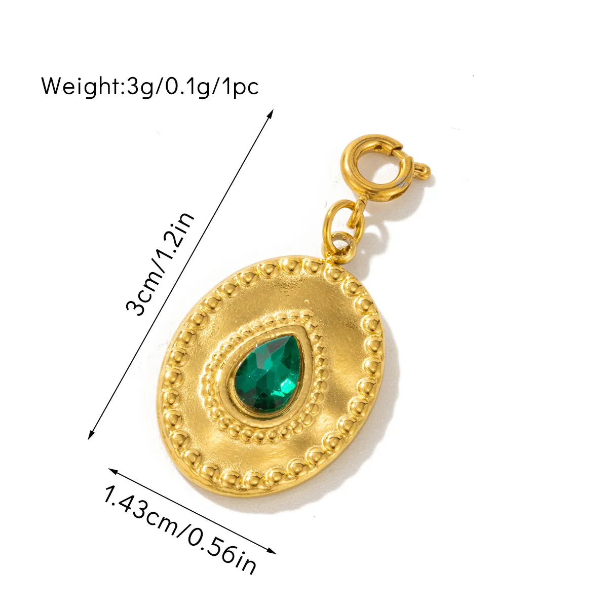 1 Piece 1.9*3cm 2.8*1.65cm 3.3*1.55cm Titanium Steel Turquoise Tiger Eye Geometric Round Water Droplets Pendant Chain