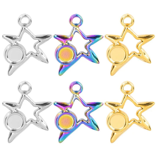 1 Piece 1.5*1.3cm 304 Stainless Steel 18K Gold Plated Pentagram Pendant