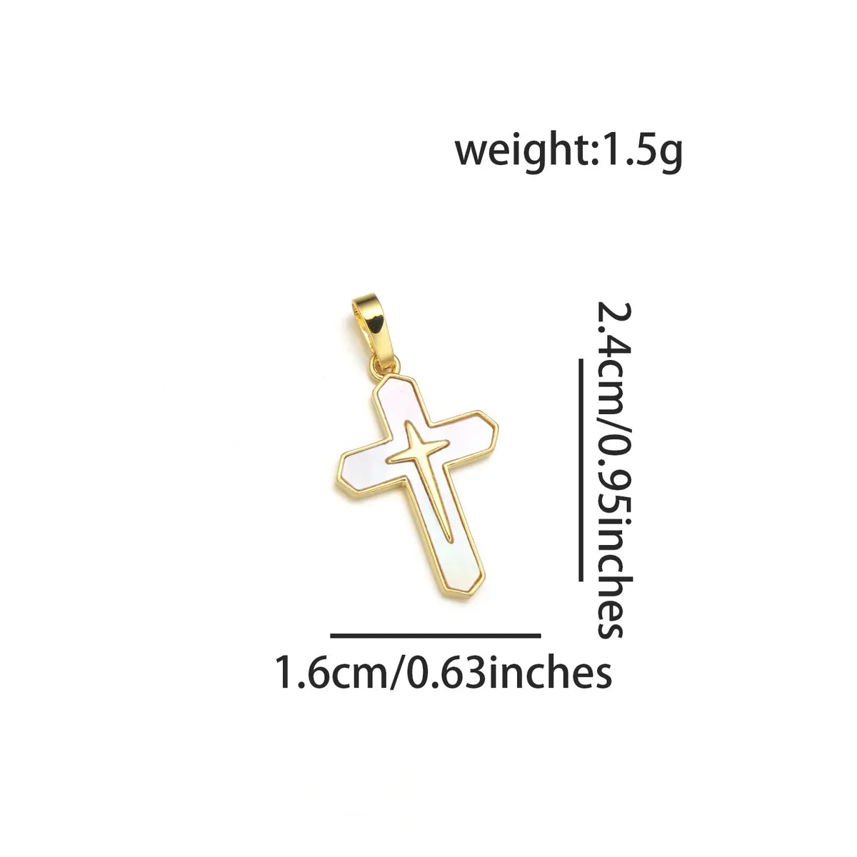 1 Piece 1.1*2.0CM Copper Shell 18K Gold Plated Human Cross Pendant