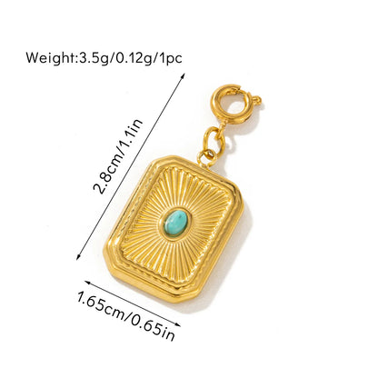 1 Piece 1.9*3cm 2.8*1.65cm 3.3*1.55cm Titanium Steel Turquoise Tiger Eye Geometric Round Water Droplets Pendant Chain