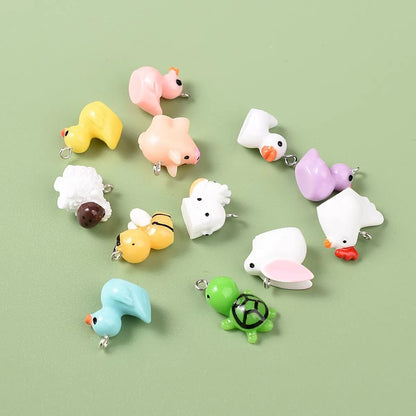 1 Piece 1.8cm Resin Rabbit Dog Duck Pendant