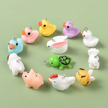 1 Piece 1.8cm Resin Rabbit Dog Duck Pendant