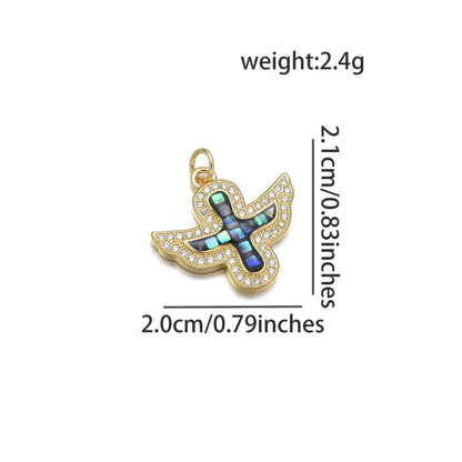 1 Piece 1.8*2.1cm 1.9*2CM Copper Zircon 18K Gold Plated Cross Cat Owl Pendant