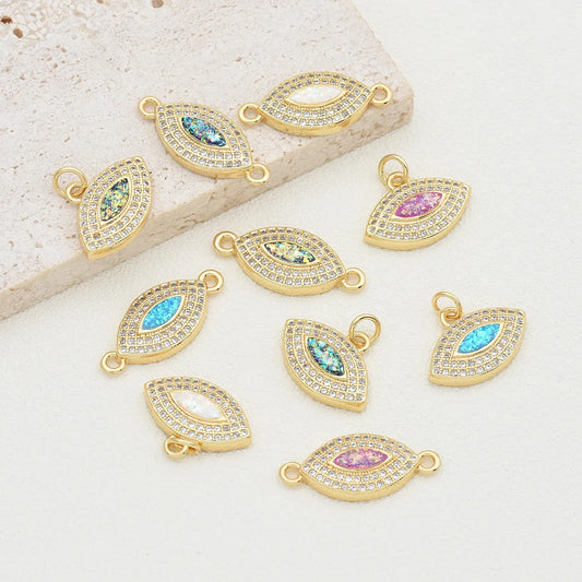 1 Piece 20 * 14mm 24 * 12mm Copper Zircon 18K Gold Plated Leaf Polished Pendant