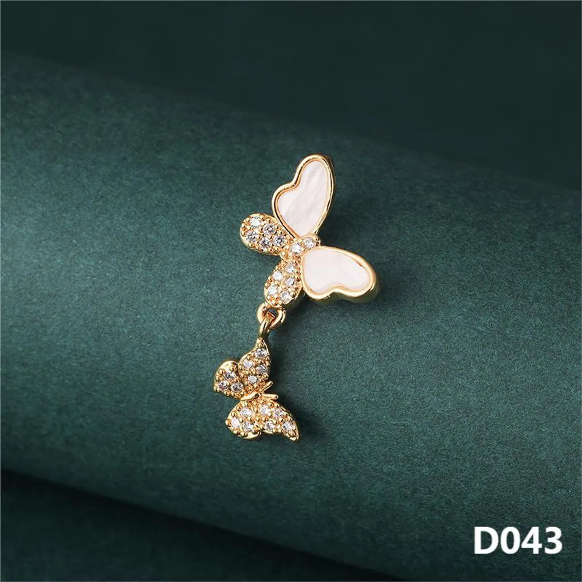 1 Piece 20*15mm Copper Zircon Gold Plated Butterfly Pendant