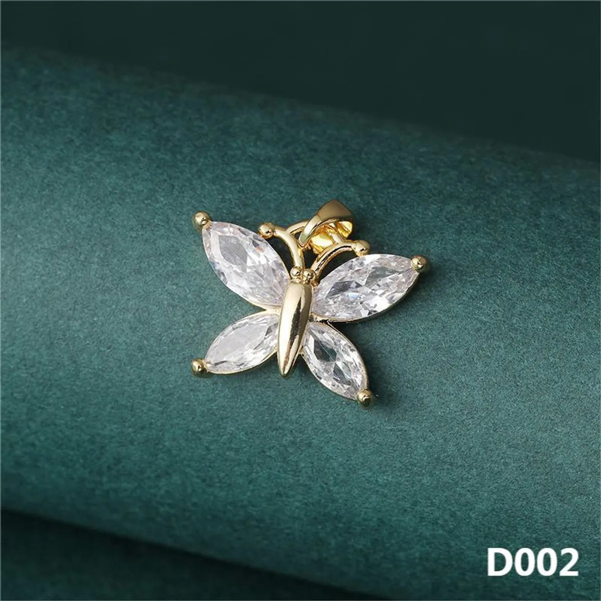 1 Piece 20*15mm Copper Zircon Gold Plated Butterfly Pendant