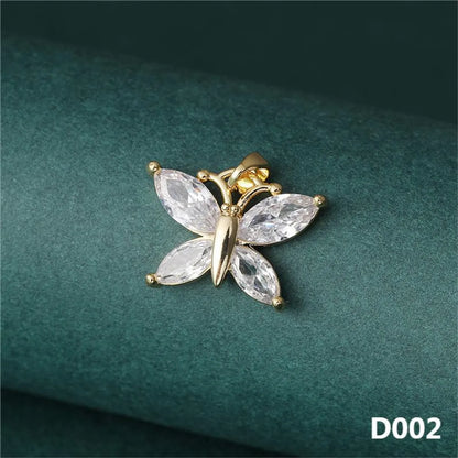 1 Piece 20*15mm Copper Zircon Gold Plated Butterfly Pendant