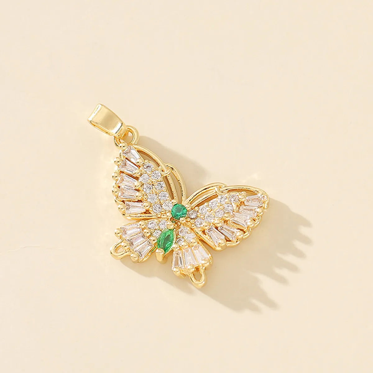 1 Piece 20*15mm Copper Zircon Gold Plated Butterfly Pendant