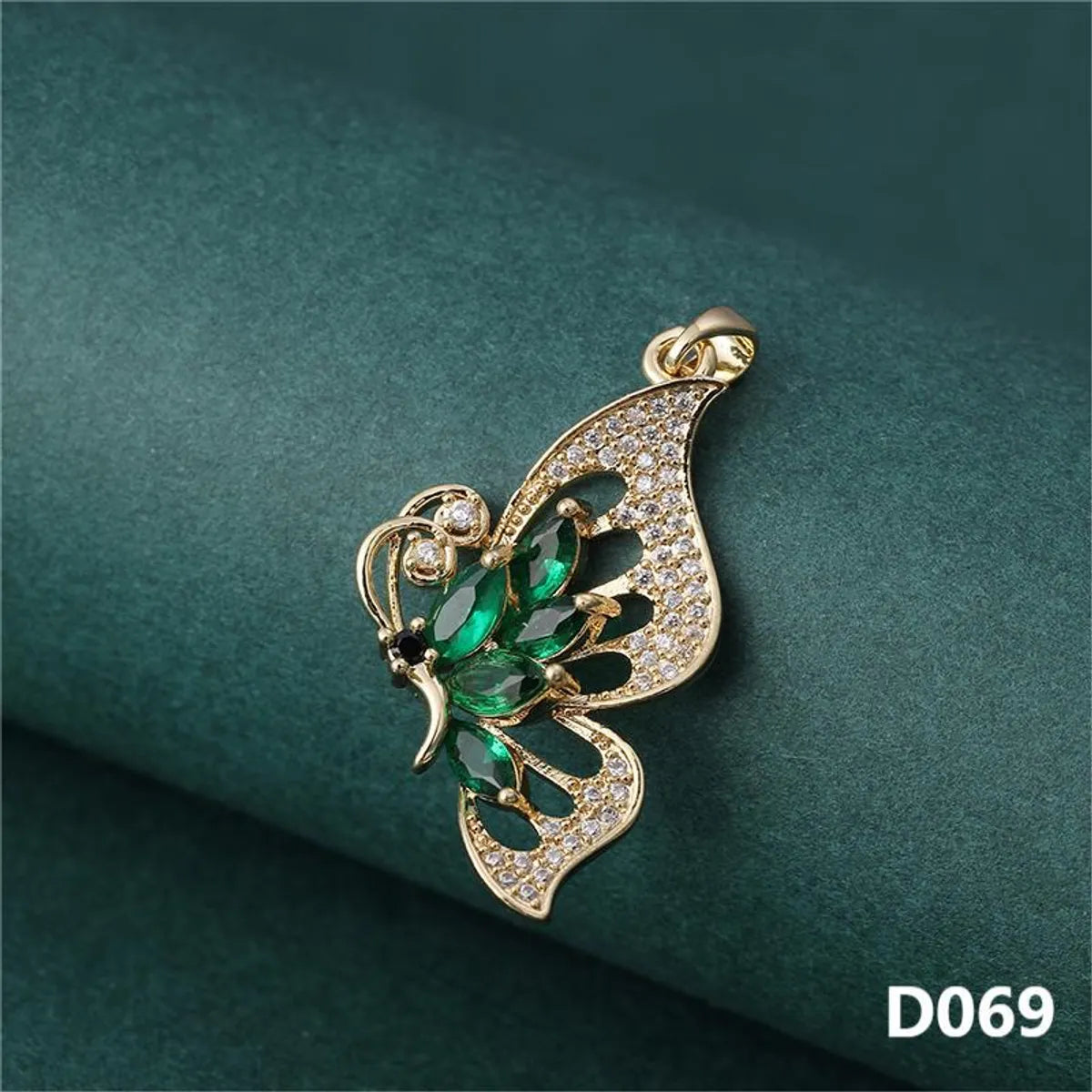 1 Piece 20*15mm Copper Zircon Gold Plated Butterfly Pendant