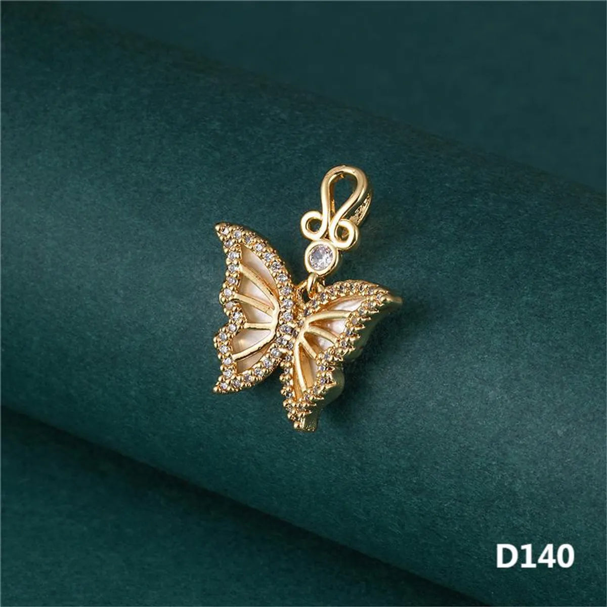 1 Piece 20*15mm Copper Zircon Gold Plated Butterfly Pendant