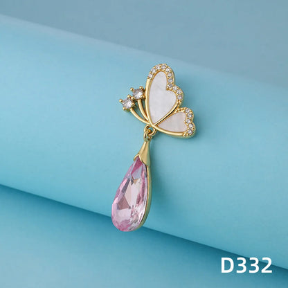 1 Piece 20*15mm Copper Zircon Gold Plated Butterfly Pendant