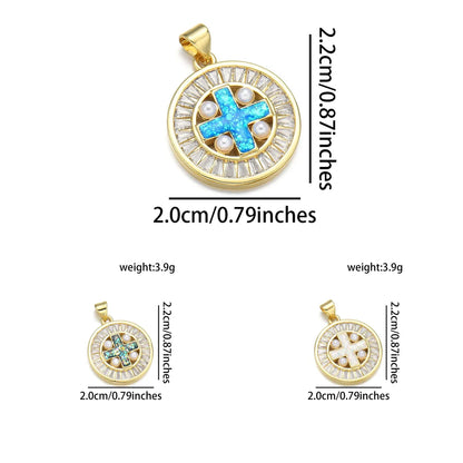 1 Piece 20*22MM 21 * 24mm 22*31mm Copper Pearl Zircon 18K Gold Plated Cross Polished Pendant