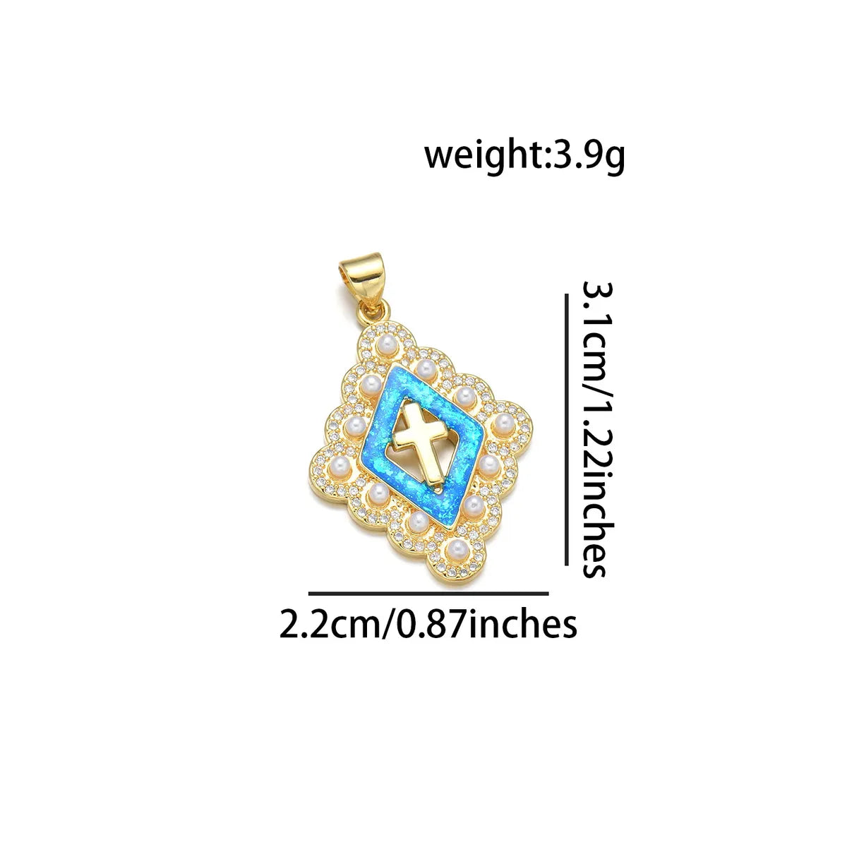 1 Piece 20*22MM 21 * 24mm 22*31mm Copper Pearl Zircon 18K Gold Plated Cross Polished Pendant