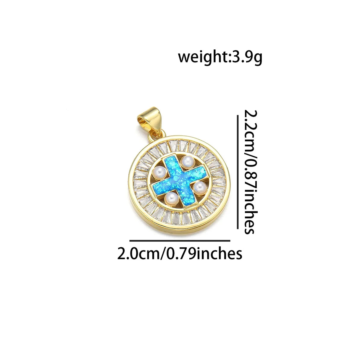 1 Piece 20*22MM 21 * 24mm 22*31mm Copper Pearl Zircon 18K Gold Plated Cross Polished Pendant