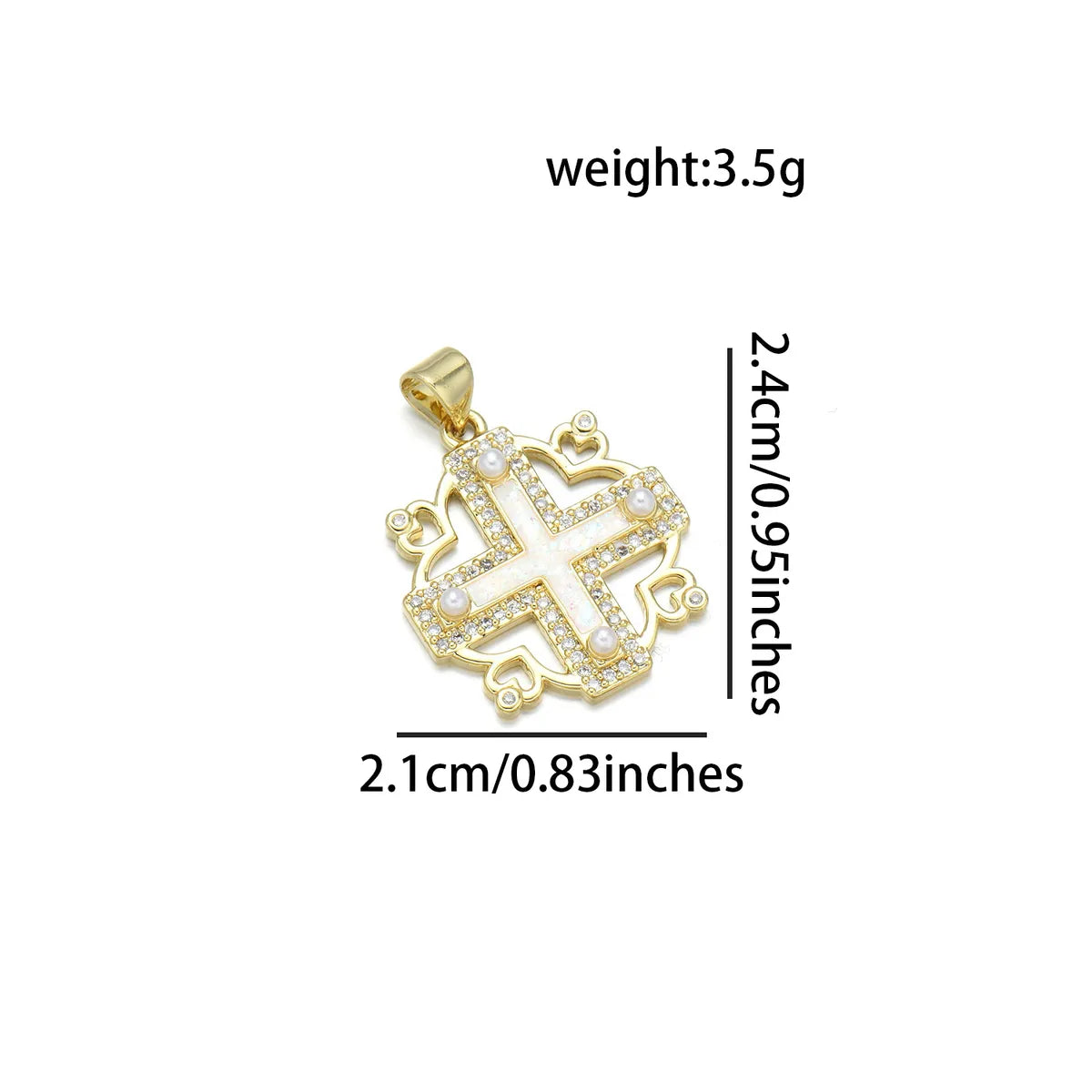 1 Piece 20*22MM 21 * 24mm 22*31mm Copper Pearl Zircon 18K Gold Plated Cross Polished Pendant