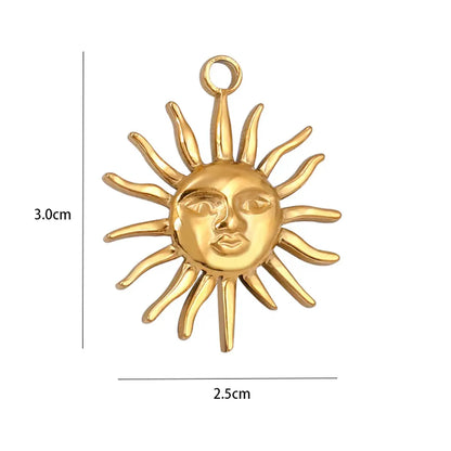 1 Piece 20 * 25mm 25 * 30mm 304 Stainless Steel 18K Gold Plated Sun Pendant