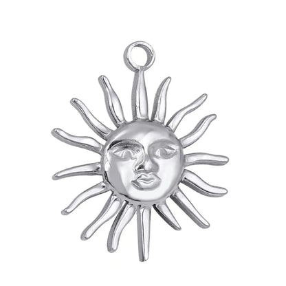 1 Piece 20 * 25mm 25 * 30mm 304 Stainless Steel 18K Gold Plated Sun Pendant