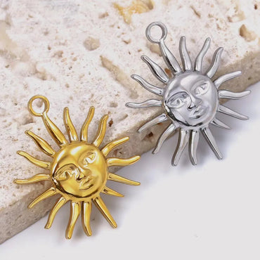 1 Piece 20 * 25mm 25 * 30mm 304 Stainless Steel 18K Gold Plated Sun Pendant