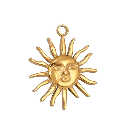 1 Piece 20 * 25mm 25 * 30mm 304 Stainless Steel 18K Gold Plated Sun Pendant