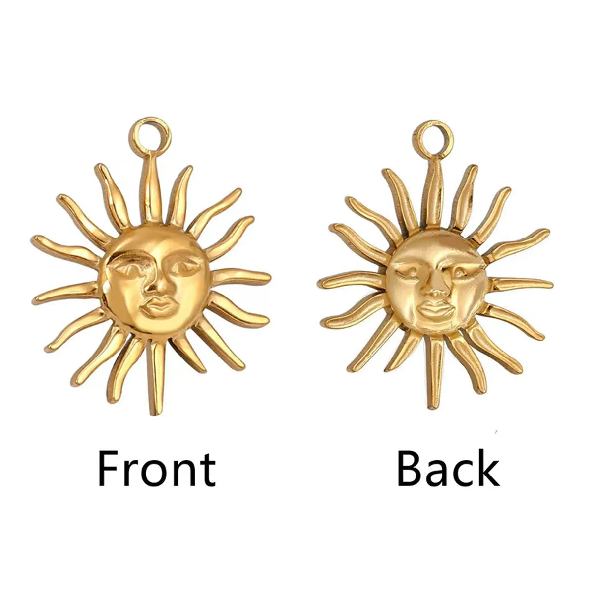 1 Piece 20 * 25mm 25 * 30mm 304 Stainless Steel 18K Gold Plated Sun Pendant