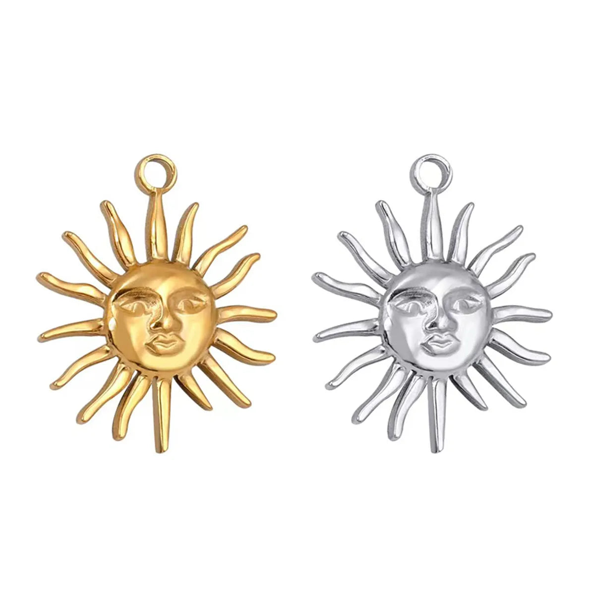 1 Piece 20 * 25mm 25 * 30mm 304 Stainless Steel 18K Gold Plated Sun Pendant