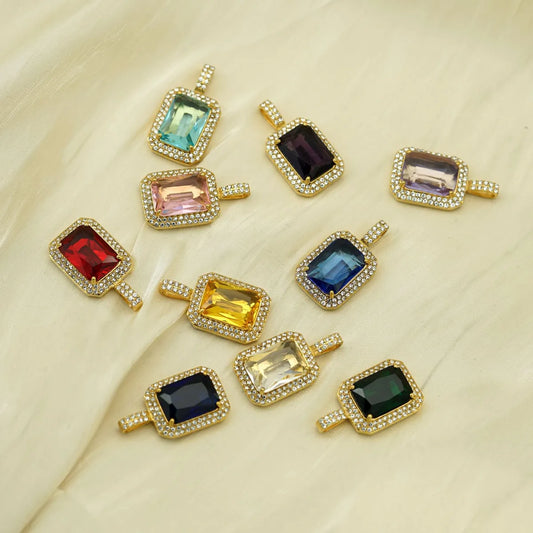 1 Piece 20 * 25mm 304 Stainless Steel Zircon Rectangle Pendant