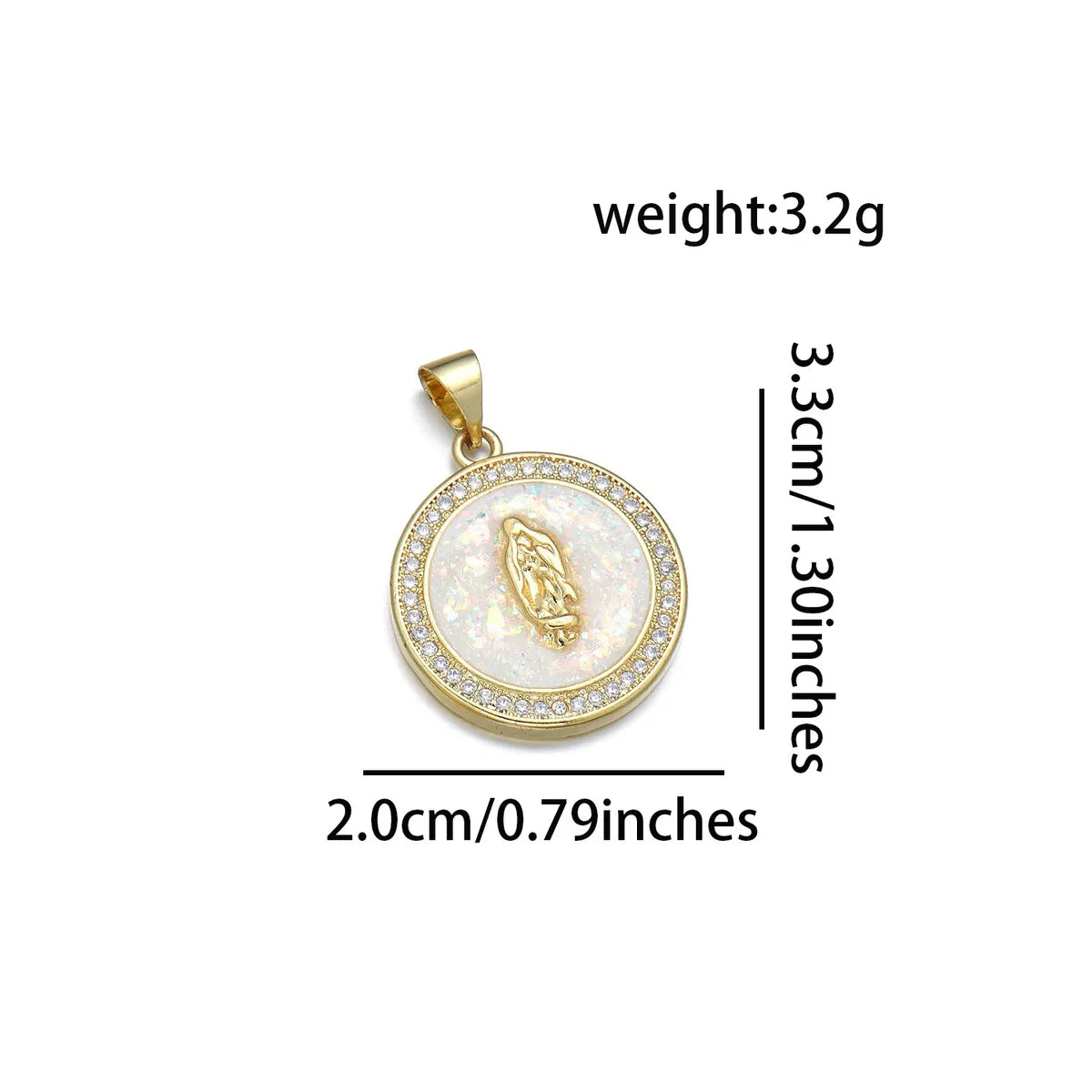 1 Piece 20 * 33mm Copper Zircon 18K Gold Plated Round Virgin Mary Polished Pendant