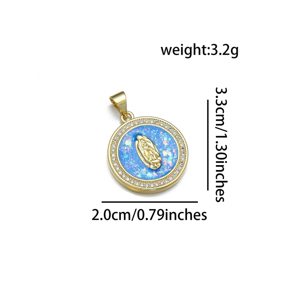 1 Piece 20 * 33mm Copper Zircon 18K Gold Plated Round Virgin Mary Polished Pendant