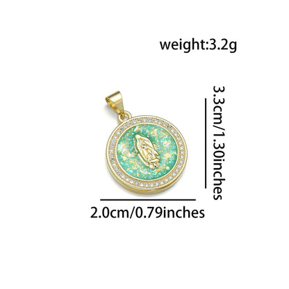 1 Piece 20 * 33mm Copper Zircon 18K Gold Plated Round Virgin Mary Polished Pendant