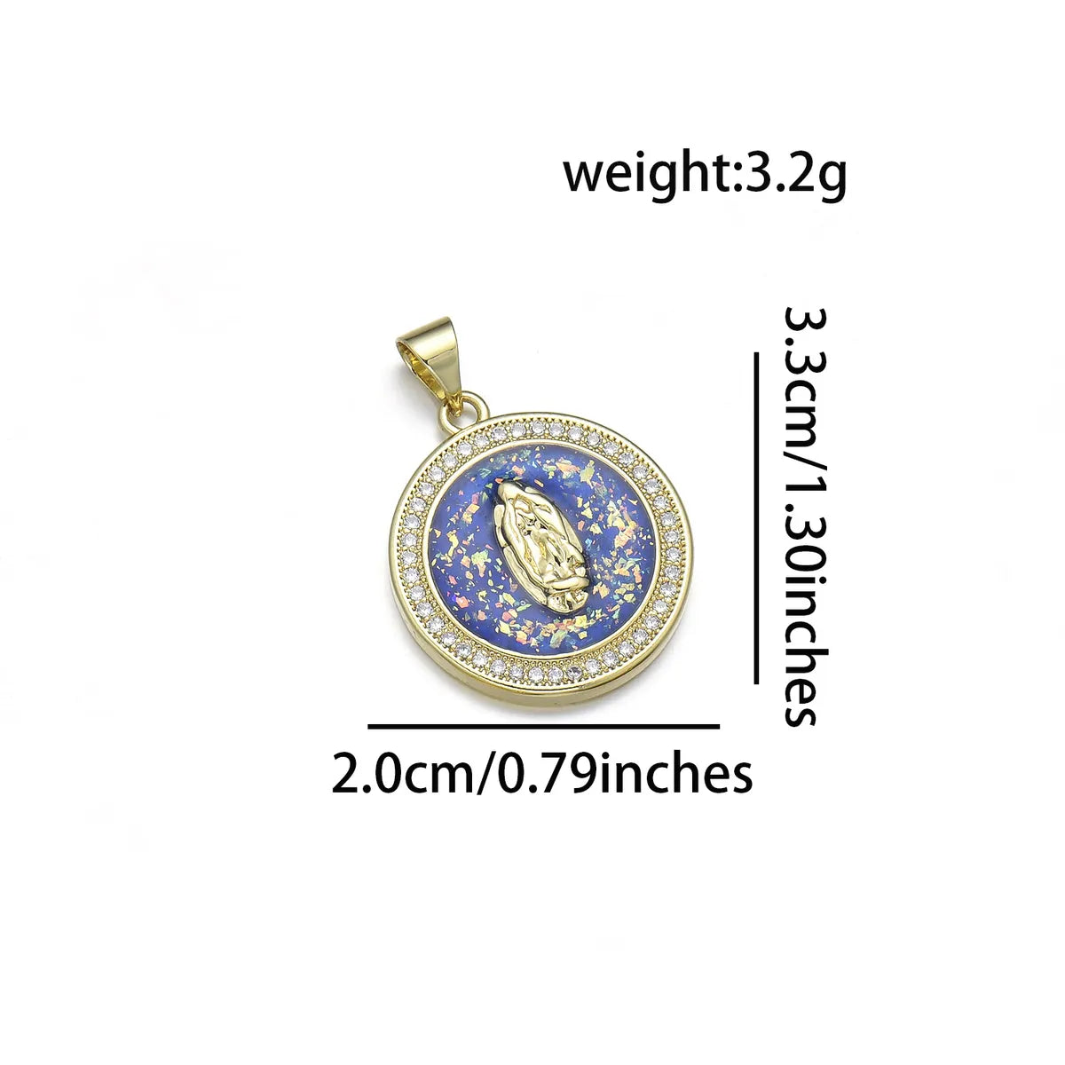 1 Piece 20 * 33mm Copper Zircon 18K Gold Plated Round Virgin Mary Polished Pendant