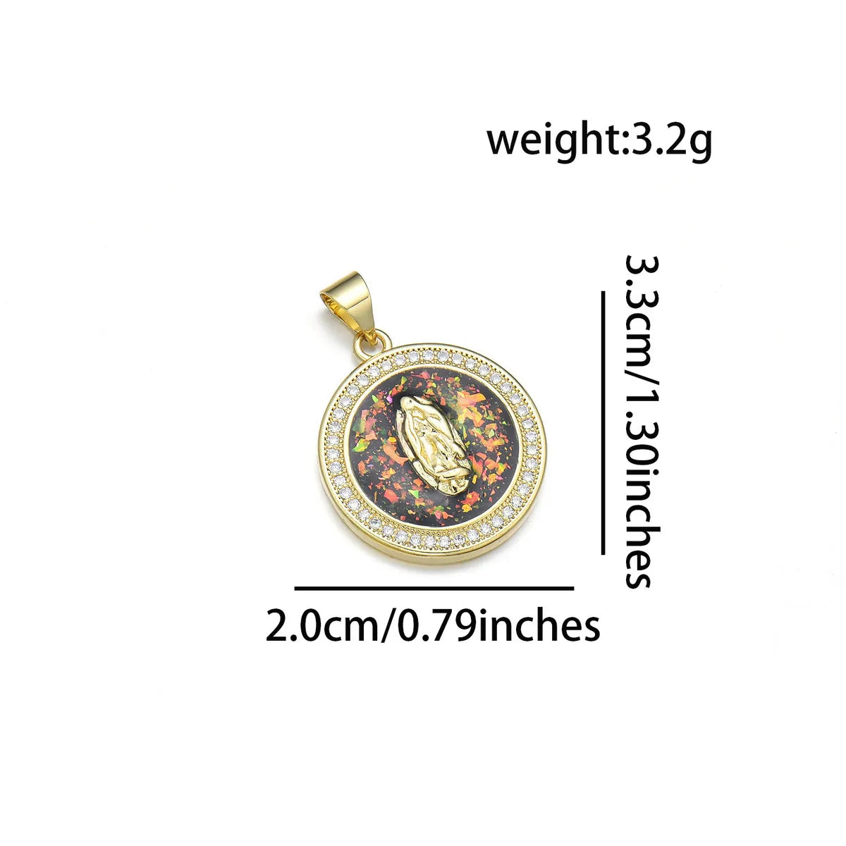 1 Piece 20 * 33mm Copper Zircon 18K Gold Plated Round Virgin Mary Polished Pendant